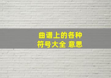 曲谱上的各种符号大全 意思